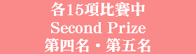 各15項比賽中
Second Prize
第四名˙第五名